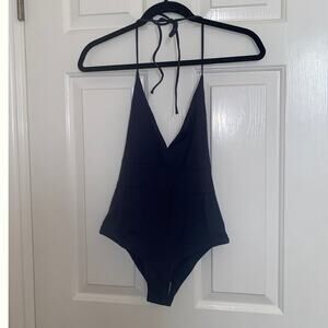Tavik Chase Deep V-Neck One-Piece Swimsuit Dark Blue Small NWT
